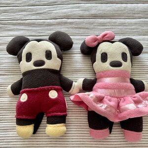 Disney x Pookalooz Mickey and Minnie Black and Pink Plushie Pair